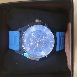 Coach royal blue watch with rubber blue band new needs battery
